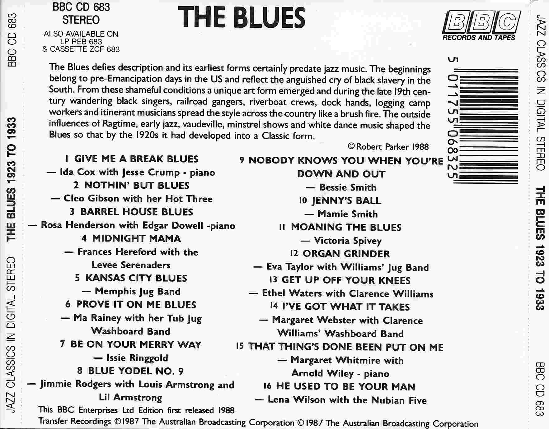 Picture of BBCCD683 Jazz classics - The blues 1923 - 1933 by artist Various from the BBC records and Tapes library